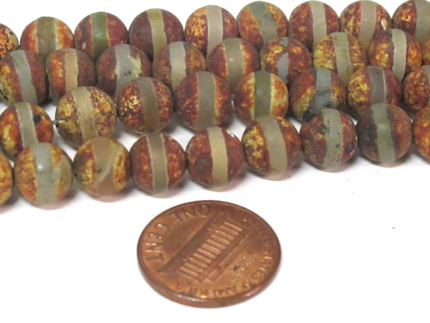 10 BEADS - Tibetan rustic brown color agate gemstone beads 8 mm size - GM430