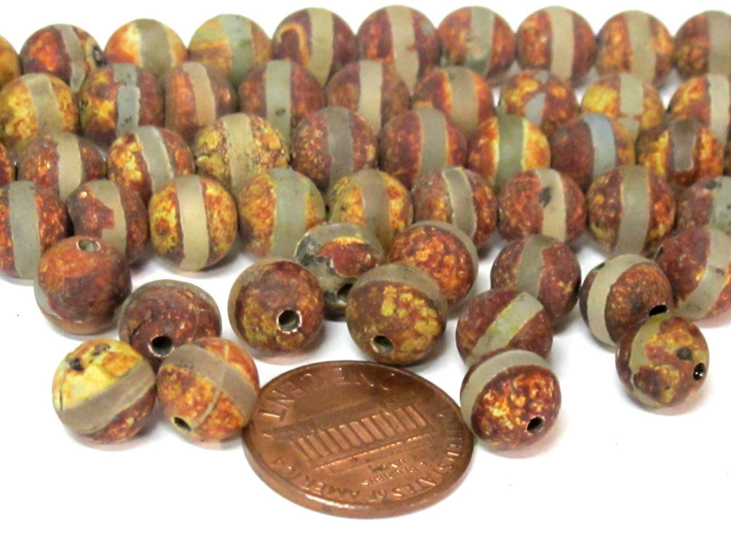 10 BEADS - Tibetan rustic brown color agate gemstone beads 8 mm size - GM430