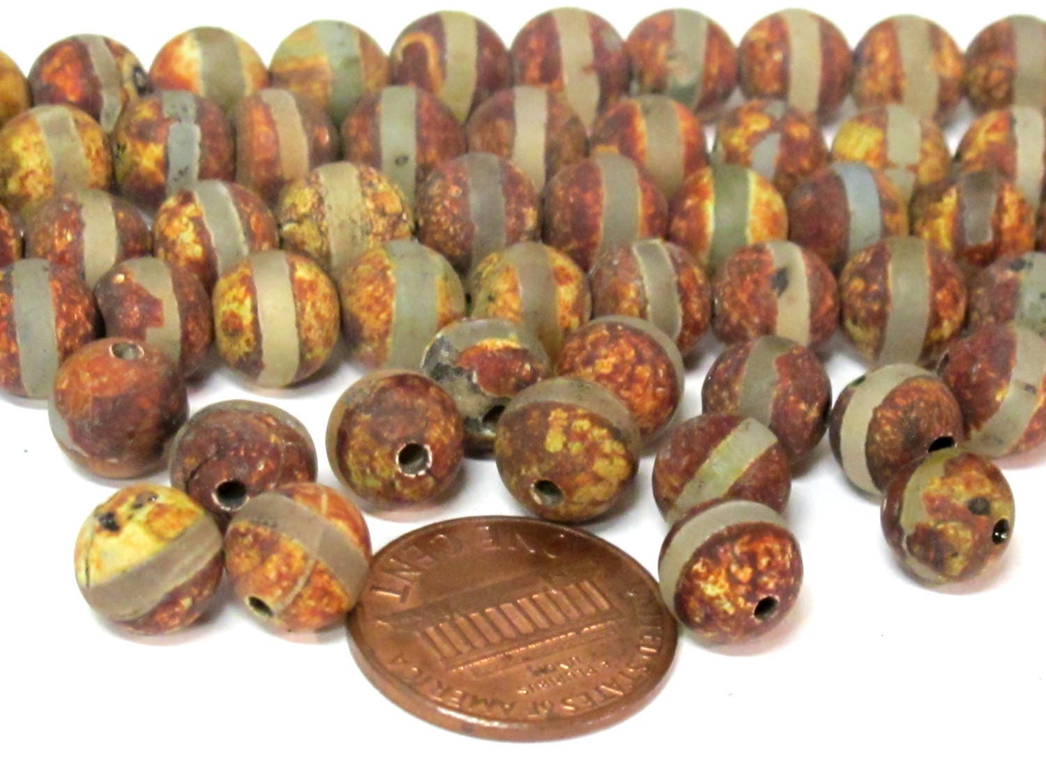 10 BEADS - Tibetan rustic brown color agate gemstone beads 8 mm size - GM430
