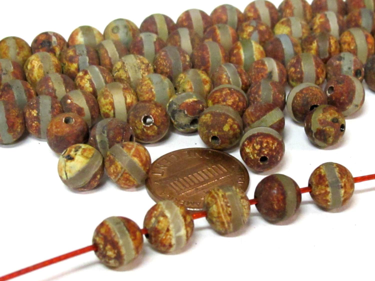 10 BEADS - Tibetan rustic brown color agate gemstone beads 8 mm size - GM430