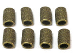 4 Beads-Brass tone sun floral design large hole convex cylinder shape metal beads - BD955
