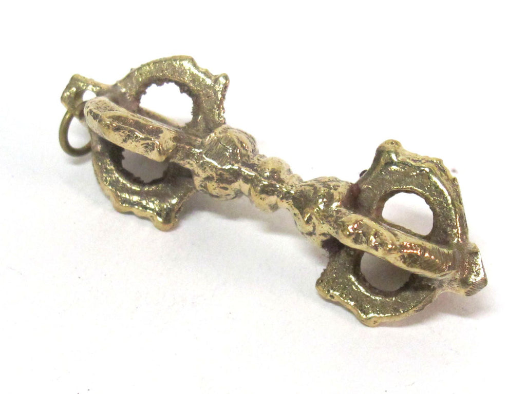 1 Pendant - Solid brass large size Tibetan dorje pendant antiqued finish from Nepal - CP120