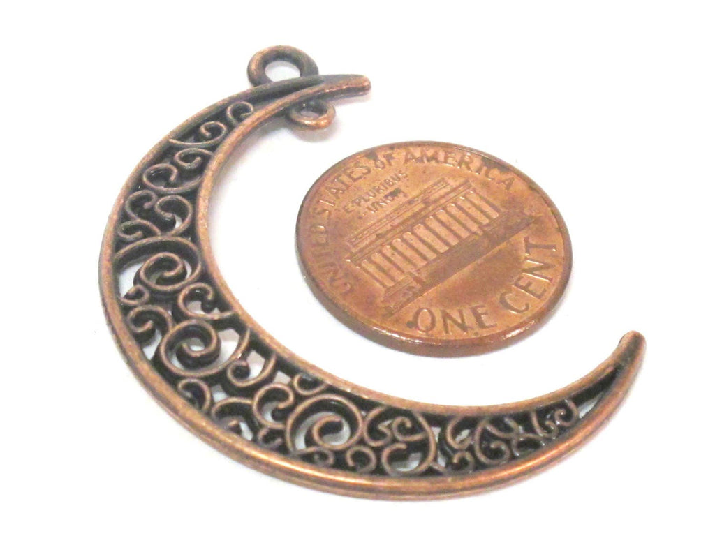 4 charms- Moon shape connector charm pendants supply rustic copper color finish - CM203