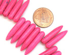 10 Beads - Hot Pink magnesite gemstone spike stick beads 25 mm x 5 mm - GM356s