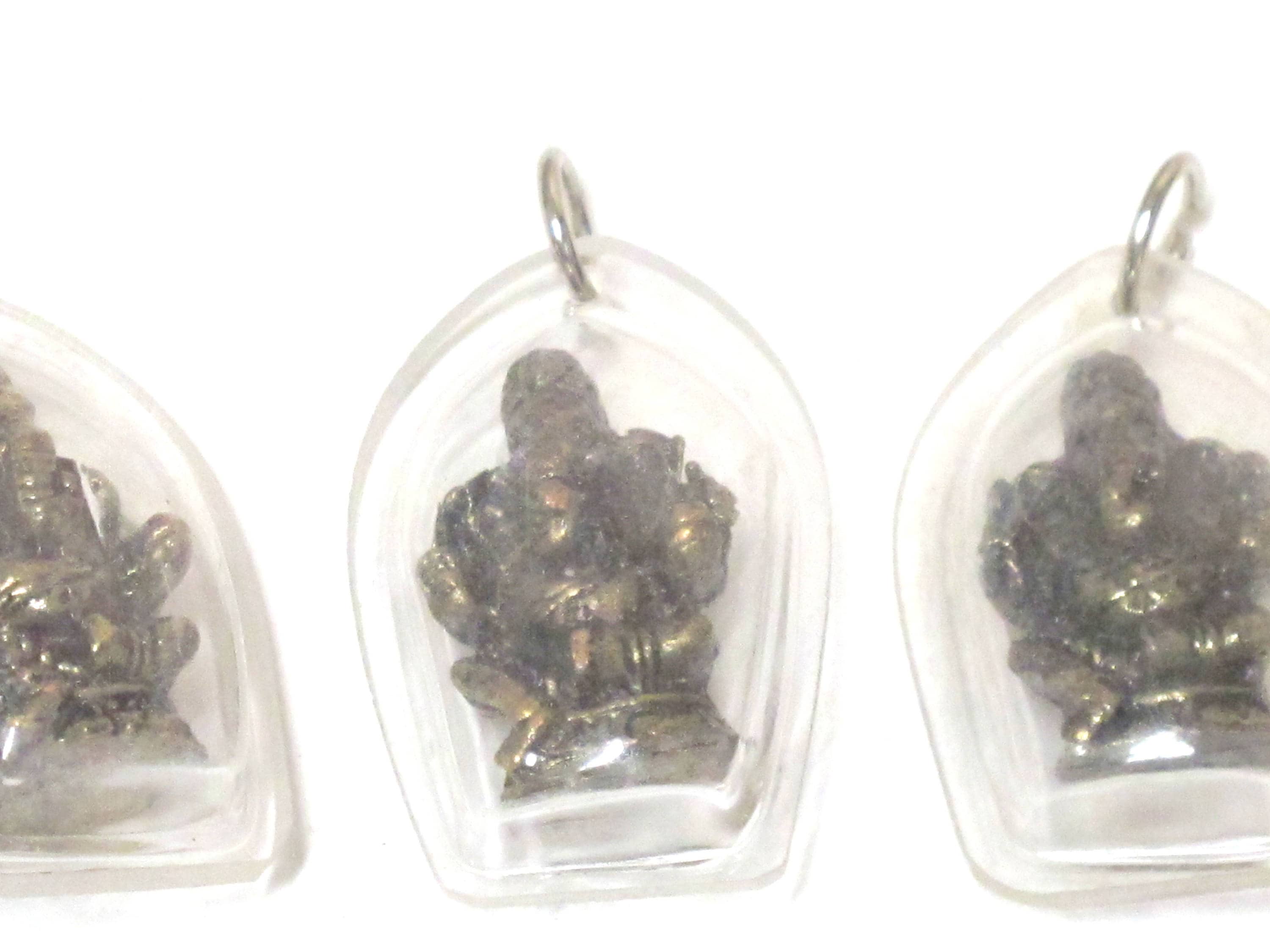 1 Pendant - Hindu lord Ganesha brass pendant encased in clear resin from Nepal - PM560 - custom design copyright Nepalbeadshop