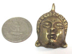 1 Pendant - Tibetan brass Buddha face pendant antiqued finish from Nepal - CP121 Custom Design Copyright Nepalbeadshop