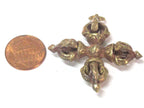 1 Pendant - Tibetan double dorje vajra solid Brass pendant - Nepal Tibetan mala making jewelry supplies -- CP122
