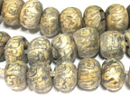 2 beads - Ethnic Tibetan Om mantra carved nature old naga conch shell chank beads - CH071