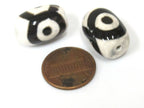 1 Bead - Ethnic Tibetan Dzi bead - Tibetan ethnic etched agate dzi thick barrel shape large size bead 17 -18 mm long - GM435