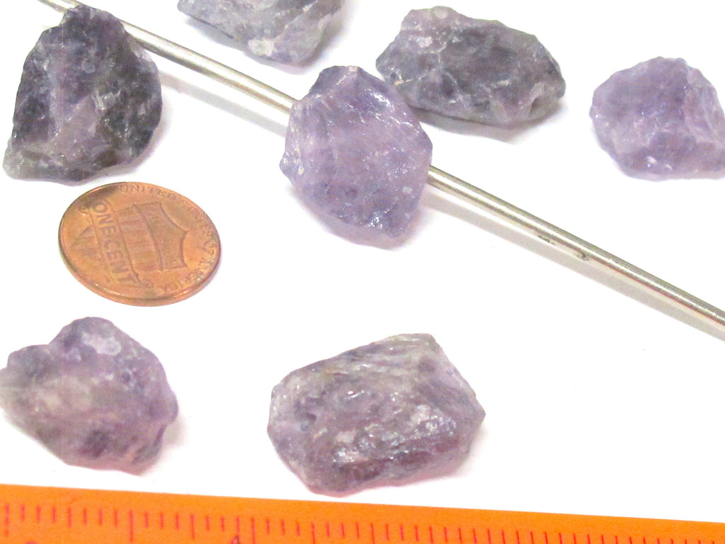 4 Beads - Raw rough drilled amethyst gemstone freeform nugget stone bead - GM439s