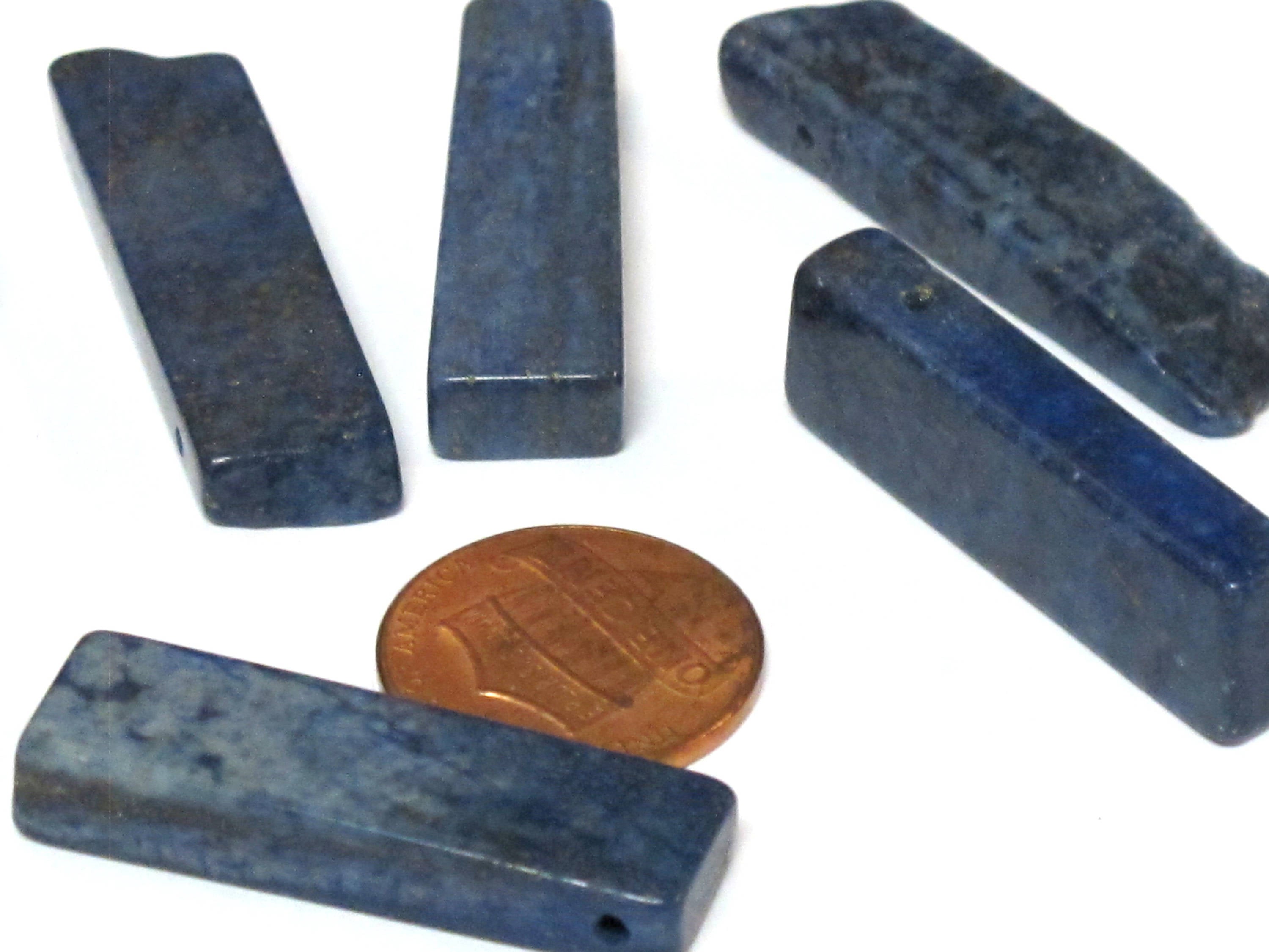 10 Beads - Long lapis slab stick bar shape beads 29 mm to 38 mm long - GM440s