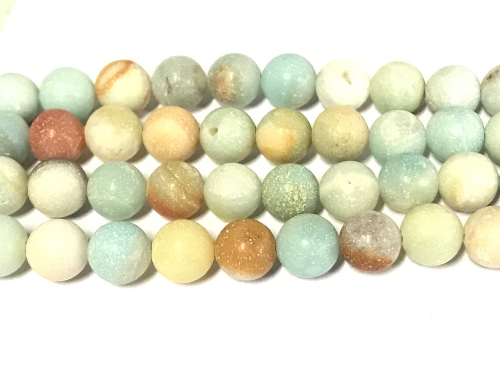1 Full strand - 8 mm size round frosted amazonite gemstone beads - GM442