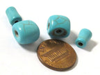 3 sets - 3 hole Guru bead dyed turquoise with column Bead set 11 mm - GB053s