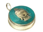 Beautiful Tibetan Buddha face Box Pendant with turquoise inlay - PM148 Custom Design Copyright Nepalbeadshop