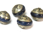 1 Bead - Ethnic Tibetan silver capped rondelle shape Lapis Lazuli gemstone beads from Nepal - BD970