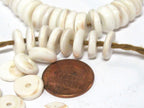 10 Beads - Small Ethnic Naga natural conch shell flat disc beads 9 - 10 mm size - CH072