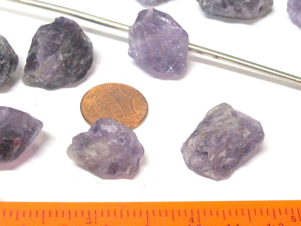 4 Beads - Raw rough drilled amethyst gemstone freeform nugget stone bead - GM439s