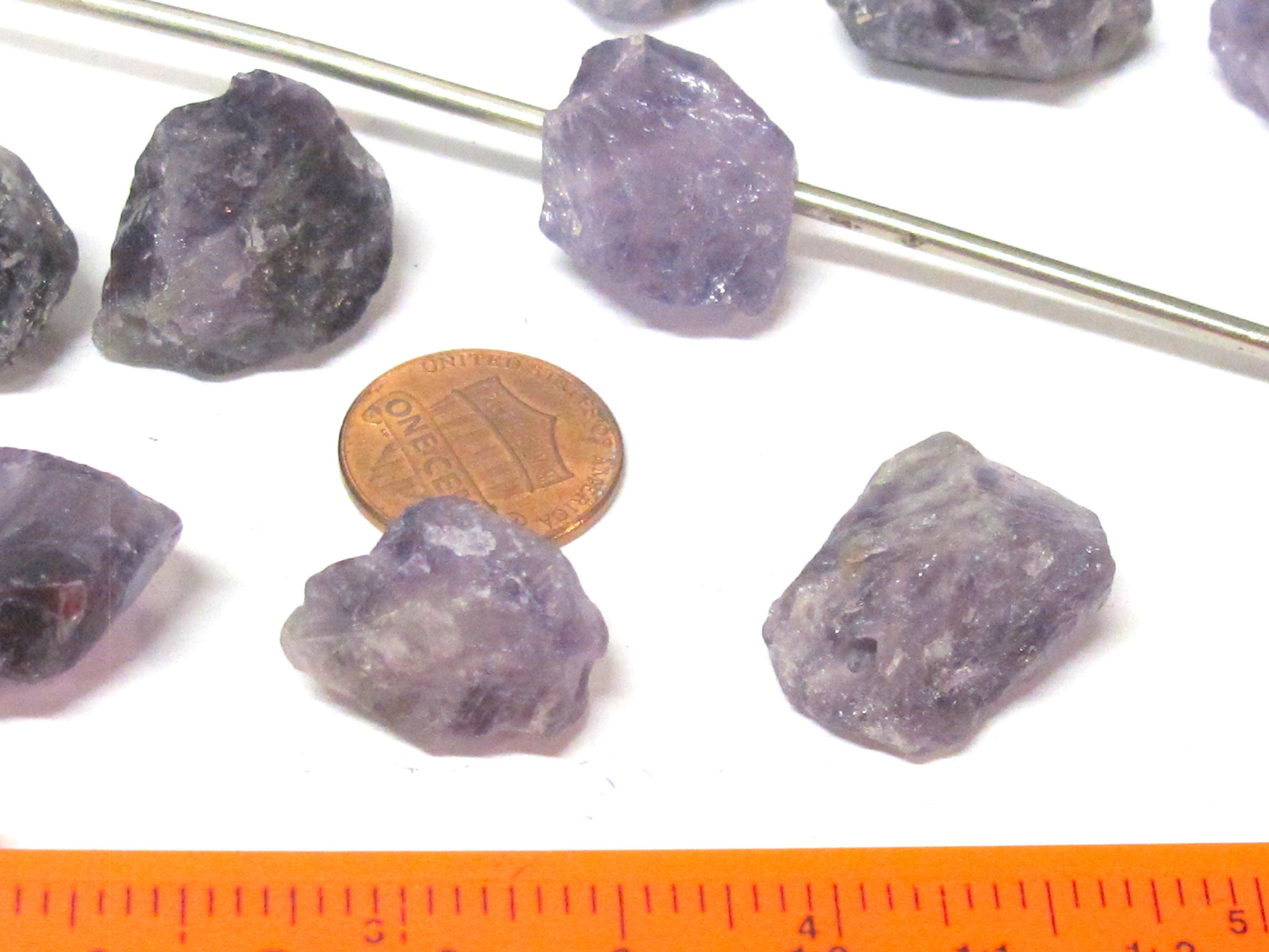 4 Beads - Raw rough drilled amethyst gemstone freeform nugget stone bead - GM439s