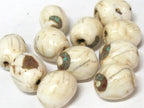 1 Bead - Ethnic Tibetan naga conch shell olive barrel shape beads with inlay - CH017A