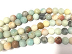 1 Full strand - 8 mm size round frosted amazonite gemstone beads - GM442