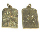 1 Pendant - Hindu Goddess Durga Maa and Om reversible Brass amulet pendant - CP114A