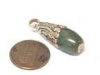 1 Pendant - Sterling silver plated capped ethnic Tibetan turquoise drop charm pendant - PM569