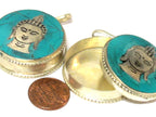 Beautiful Tibetan Buddha face Box Pendant with turquoise inlay - PM148 Custom Design Copyright Nepalbeadshop