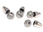 2 sets - Guru bead set - Tibetan lotus flower petal design 3 hole Guru bead 8 mm x 9 mm with column bead set - GB061s