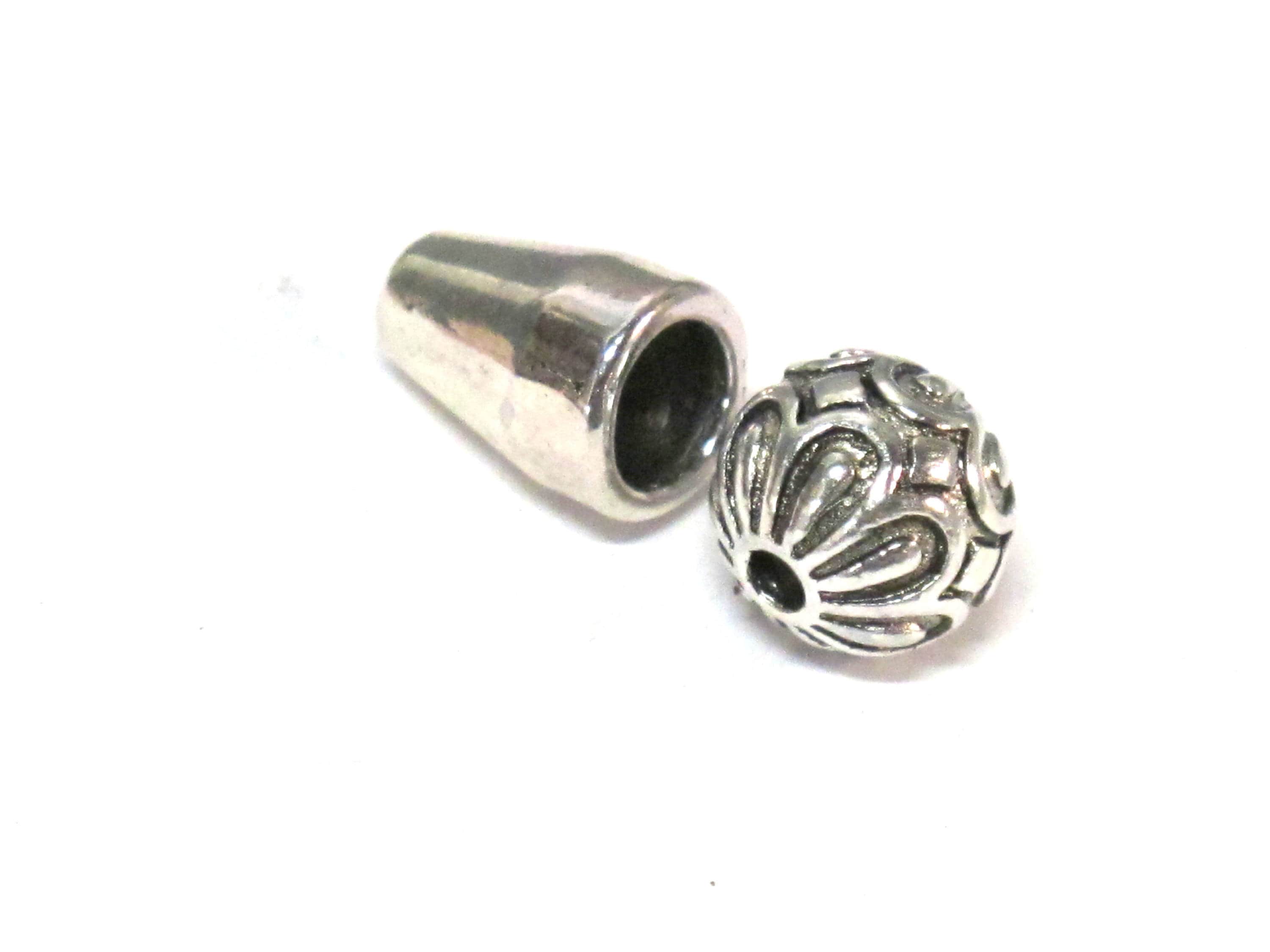 2 sets - Guru bead set - Tibetan lotus flower petal design 3 hole Guru bead 8 mm x 9 mm with column bead set - GB061s