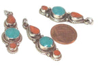 1 pendant - Nepal pendant ethnic nepalese Small linear drop shape Tibetan silver charm pendant with turquoise inlay - PM573B
