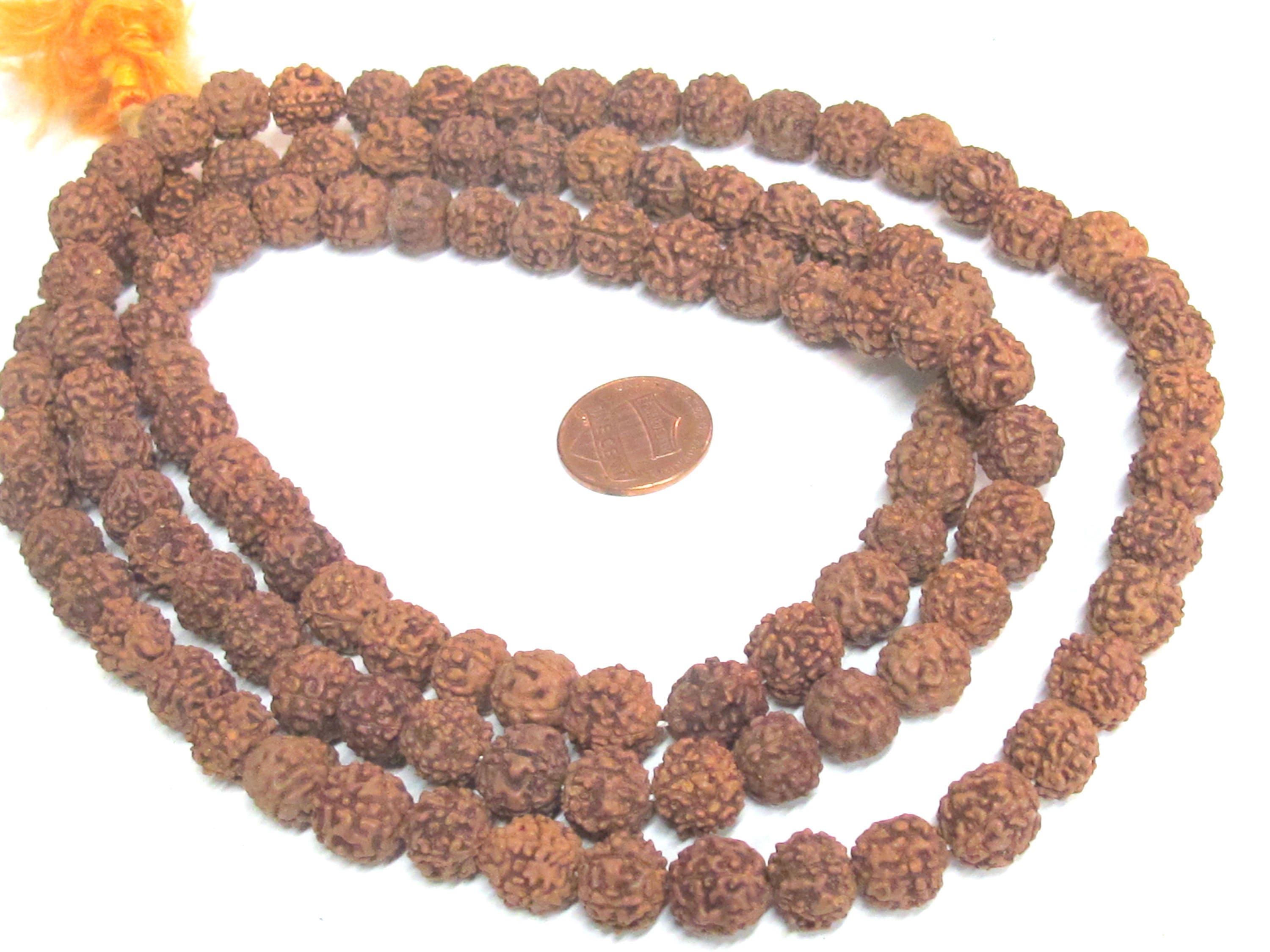Rudraksha beads -108 beads-Natural Rudraksha seed beads from Nepal 9 - 10 mm - tibetan mala supplies Nepal rudraksha beads ML072A