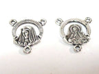 10 pieces - Rosary center medal piece connectors antiqued silver color small charms dual sided - rosary making - GB063s