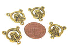 10 pieces - Rosary center medal piece connectors antiqued golden color small charms dual sided - rosary making - GB064s