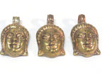 1 Pendant - Tibetan solid brass Buddha face pendant with mix coppery antiqued finish reverse side floral carving from Nepal - PM462C