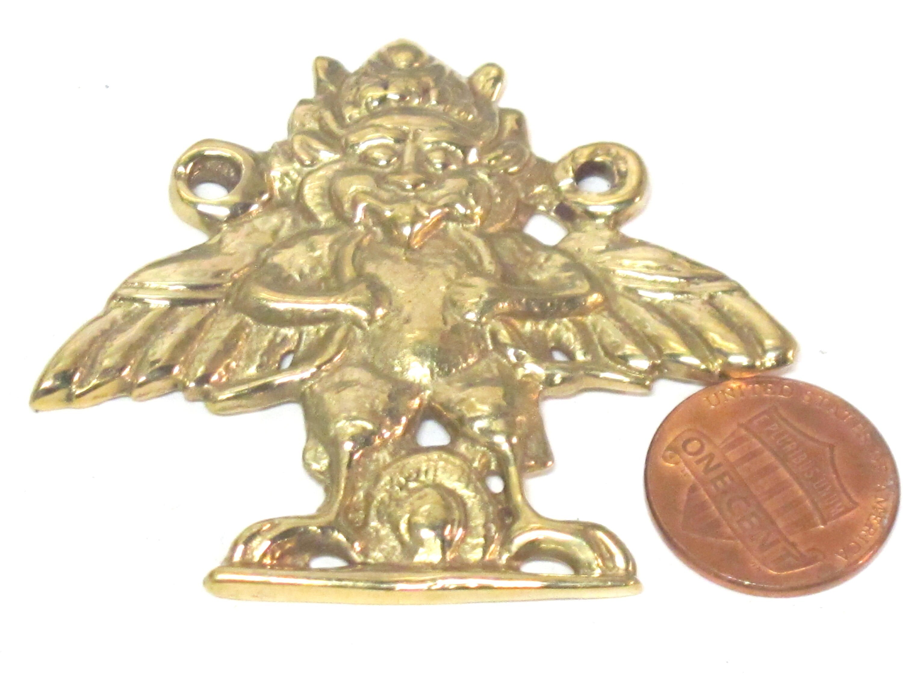 Ethnic Nepal Bird King Garuda Eagle Brass Pendant with double bail hole on sides - CP046B custom design copyright Nepalbeadshop