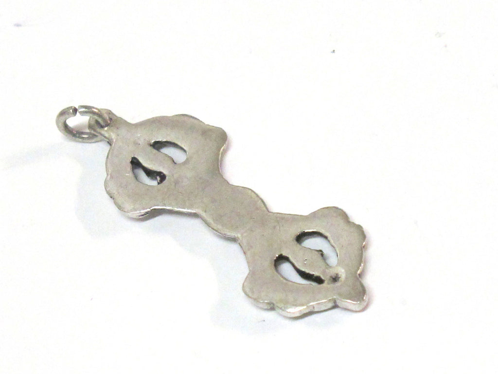 Tibetan pendant - 1 Tibetan antiqued silver finish vajra dorje pendant from Nepal - CP044B