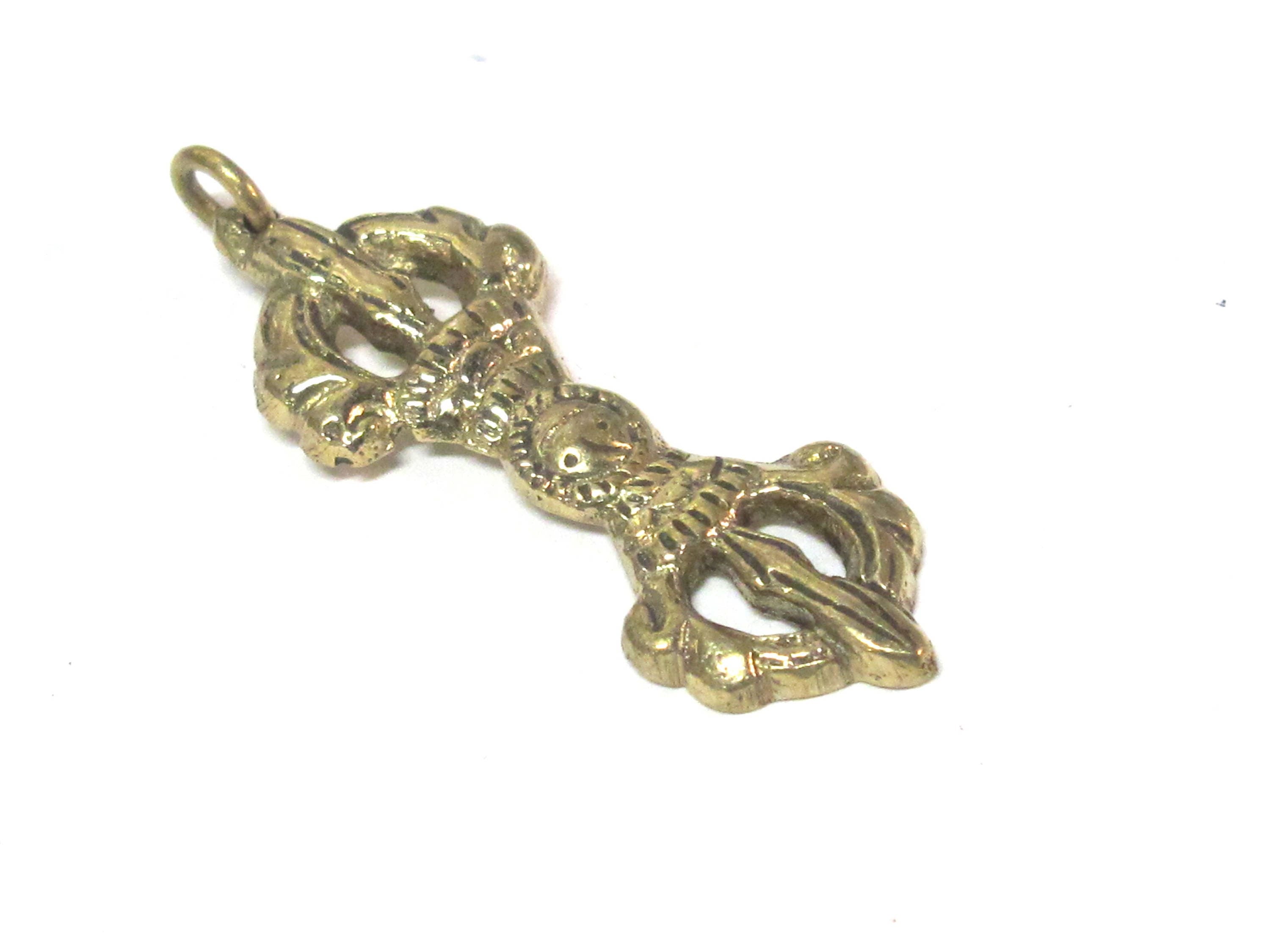 1 pendant - Tibetan vajra dorje Brass pendant from Nepal - CP047B