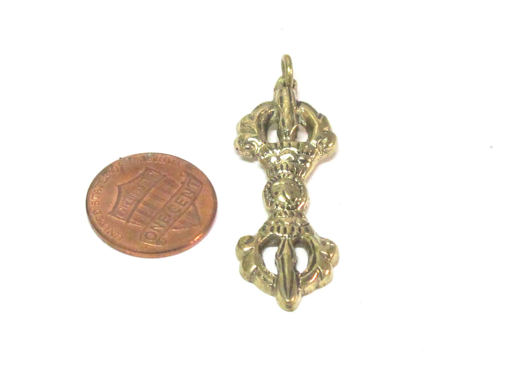 1 pendant - Tibetan vajra dorje Brass pendant from Nepal - CP047B