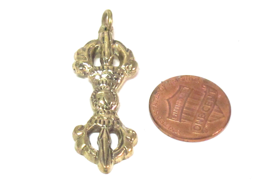 1 pendant - Tibetan vajra dorje Brass pendant from Nepal - CP047B
