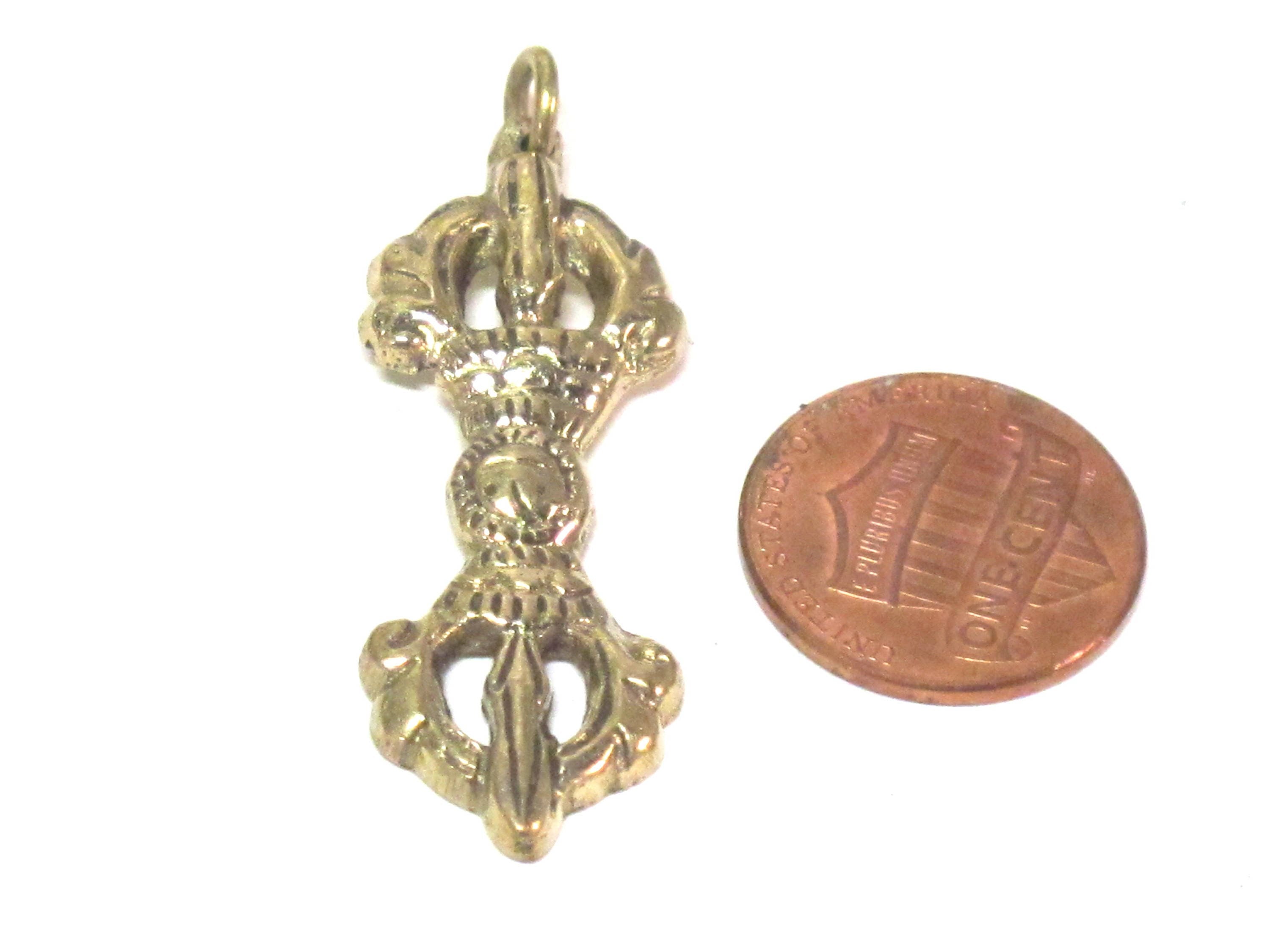 1 pendant - Tibetan vajra dorje Brass pendant from Nepal - CP047B