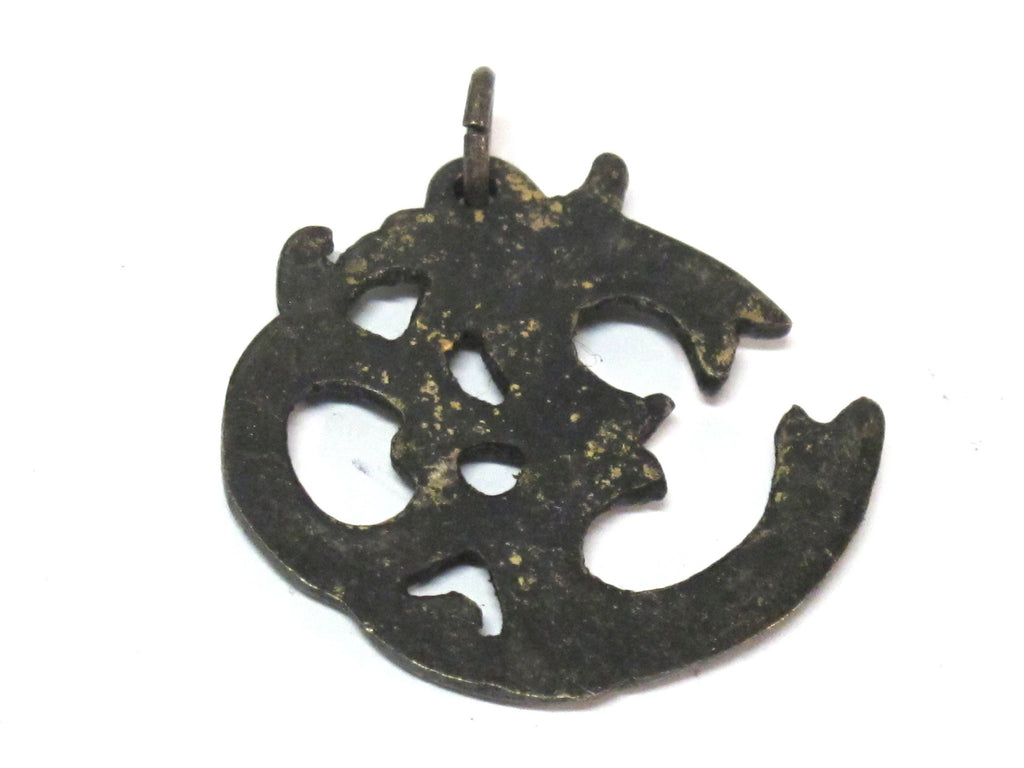 1 Pendant - Tibetan Brass Om pendant from Nepal with antiqued finish - CP021B