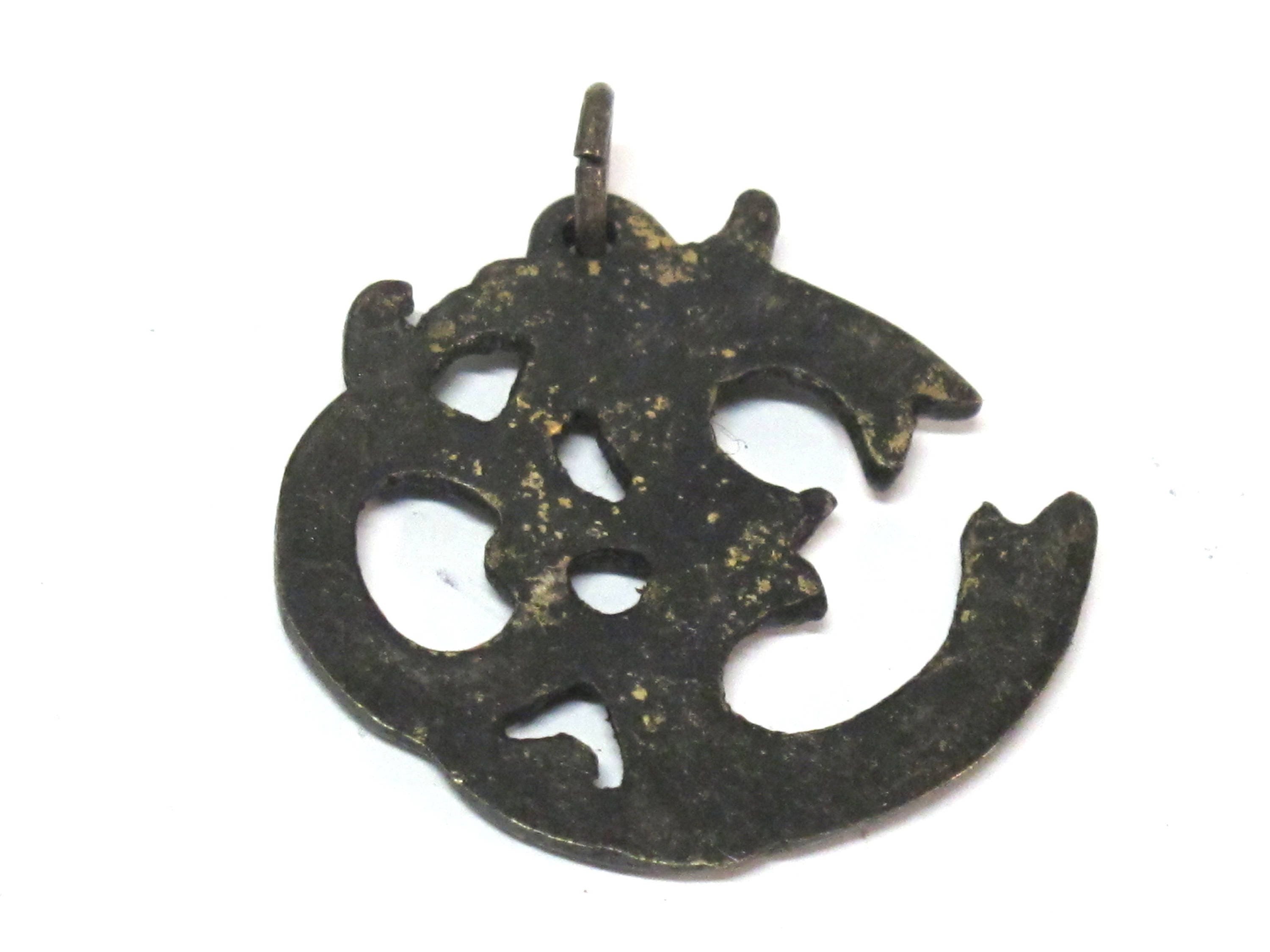 1 Pendant - Tibetan Brass Om pendant from Nepal with antiqued finish - CP021B