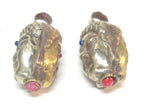 1 Pendant - Reversible dual sided two tone antiqued golden brass silver Tibetan Buddha pendant from Nepal-- PM584 Copyright Nepalbeadshop