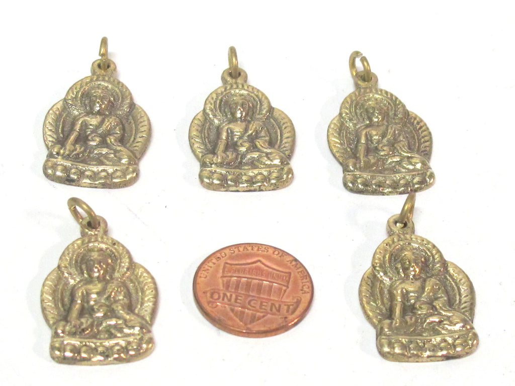 1 pendant - Tibetan pendant buddha pendant tibet Nepal metal brass Buddha charm pendant medicine buddha charm from Nepal -- CP127