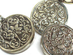 1 pendant - Ethnic Tibetan silver naga conch shell pendant with coral inlay and floral carving on reverse side - PM586A