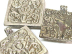 1 pendant - Tibetan silver square shape Buddha pendant detailed carving with floral design on other side - PM588A Copyright Nepalbeadshop