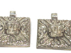 1 pendant - Tibetan silver square shape Buddha pendant detailed carving with floral design on other side - PM588A Copyright Nepalbeadshop