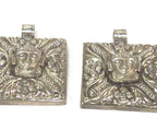 1 pendant - Tibetan silver square shape Buddha pendant detailed carving with phoenix eagle bird design on other side - PM588C