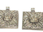 1 pendant - Tibetan silver square shape Buddha pendant detailed carving with floral design on other side - PM588A Copyright Nepalbeadshop