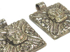 1 pendant - Tibetan silver square shape Buddha pendant with fish symbol design carved on other side - PM588D